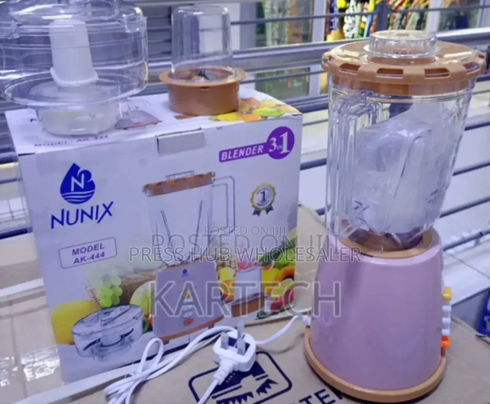 Nunix Ak-444 3-in-1 Blender, Grinder, and Chopper" 