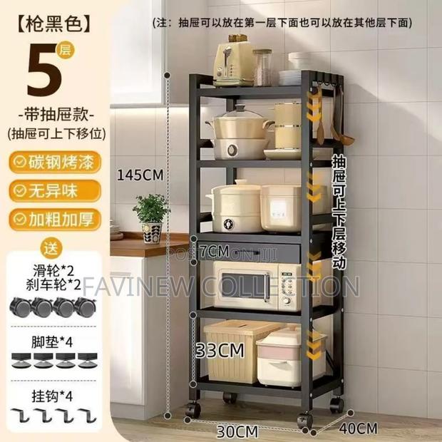 5 Tier Metallic Kitchen Rack - thumbnail 2