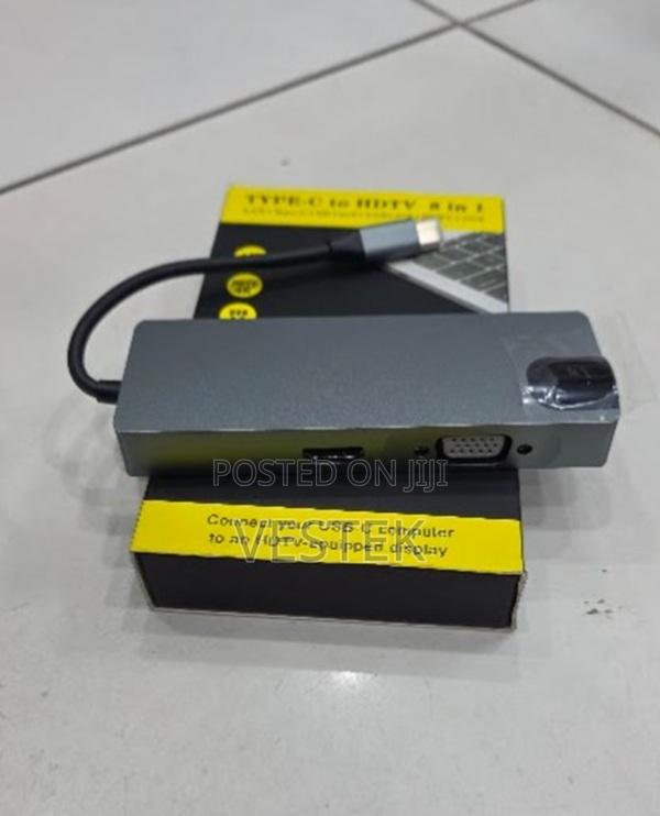 8 in 1 Type C Usb Hub Hdmi Vga Lan Usb3.0 Vga+Hdtv Type-C Adapter Sd