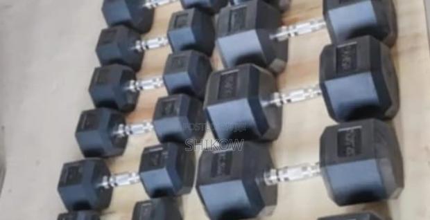 25kg Rubber Hexagonal Dumbbell