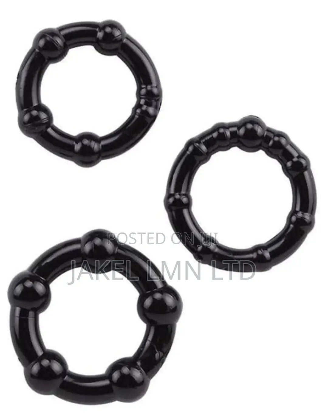 3-Pack Stay Hard Beaded Cock Rings Male Penis Ring - Black