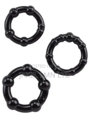 3-Pack Stay Hard Beaded Cock Rings Male Penis Ring - Black