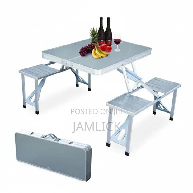 Aluminium Foldable Camping Table With Chairs - Gn - main view