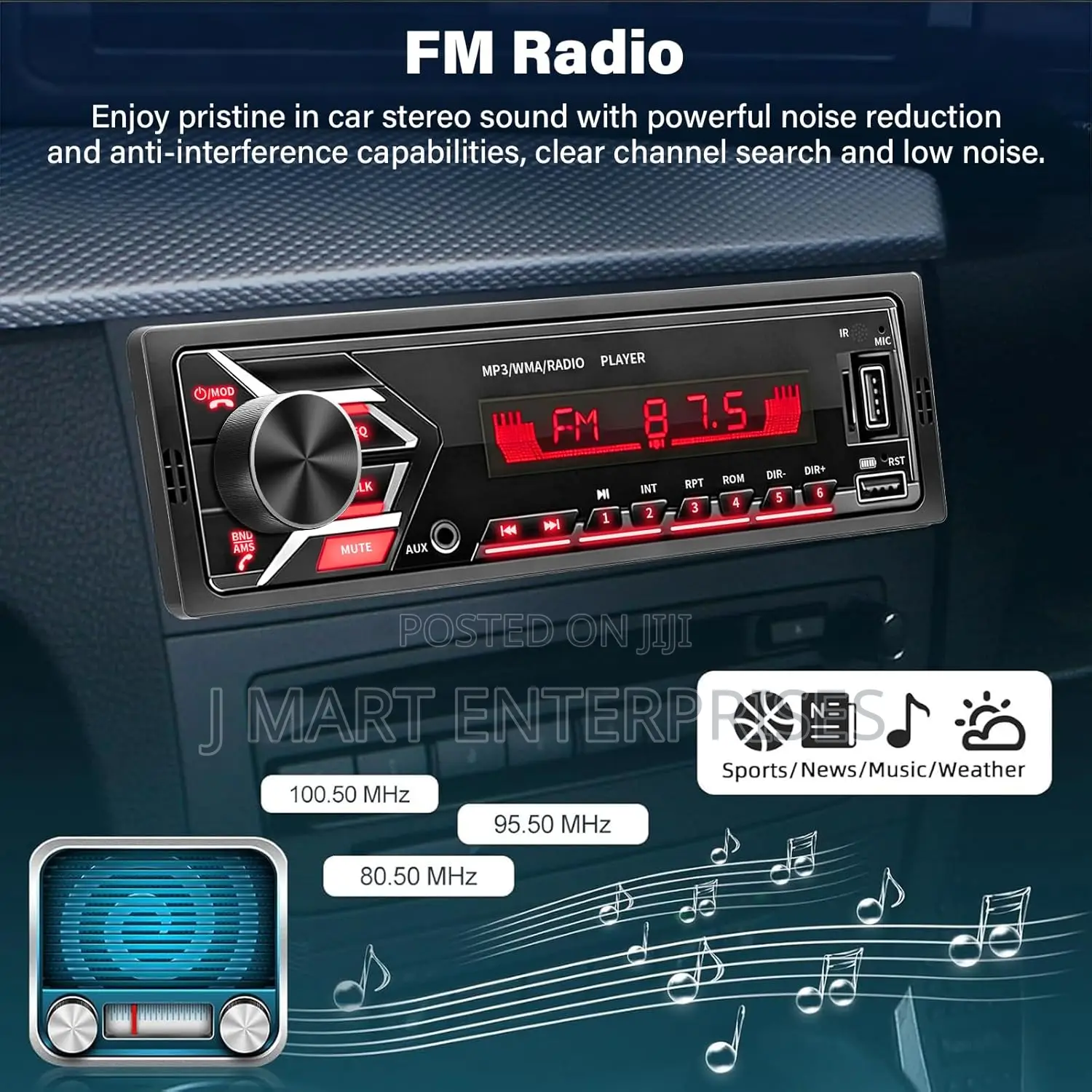 Radio Bluetooth Stereo With 7-Color Led Backlight,