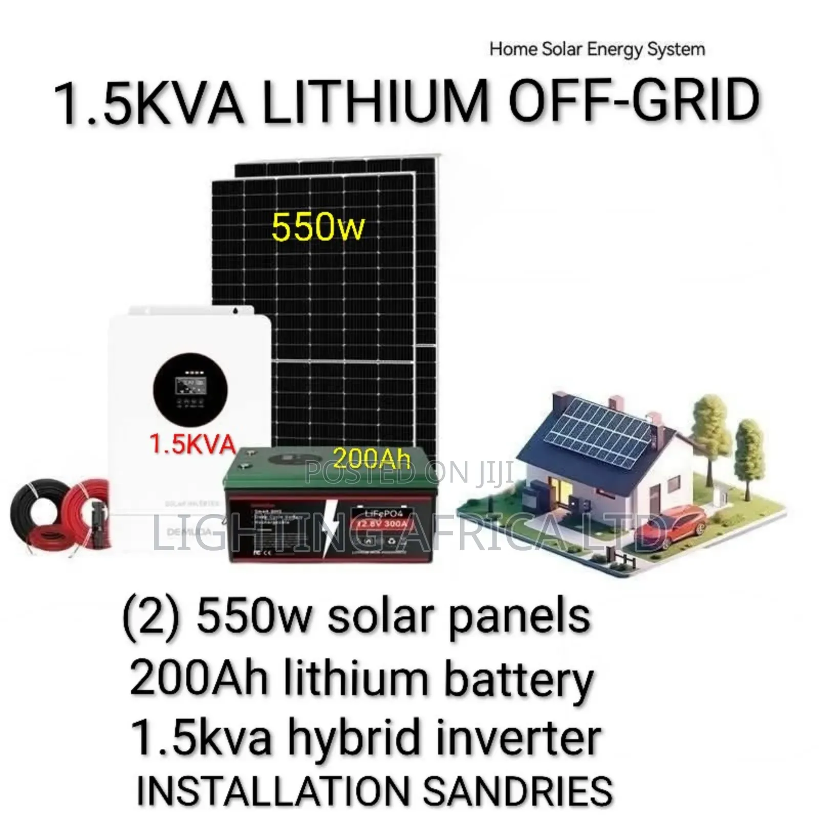 1.5kva Lithium Off-Grid Kit (2)560w Solar - 200 Ah Lithium Ion Battery