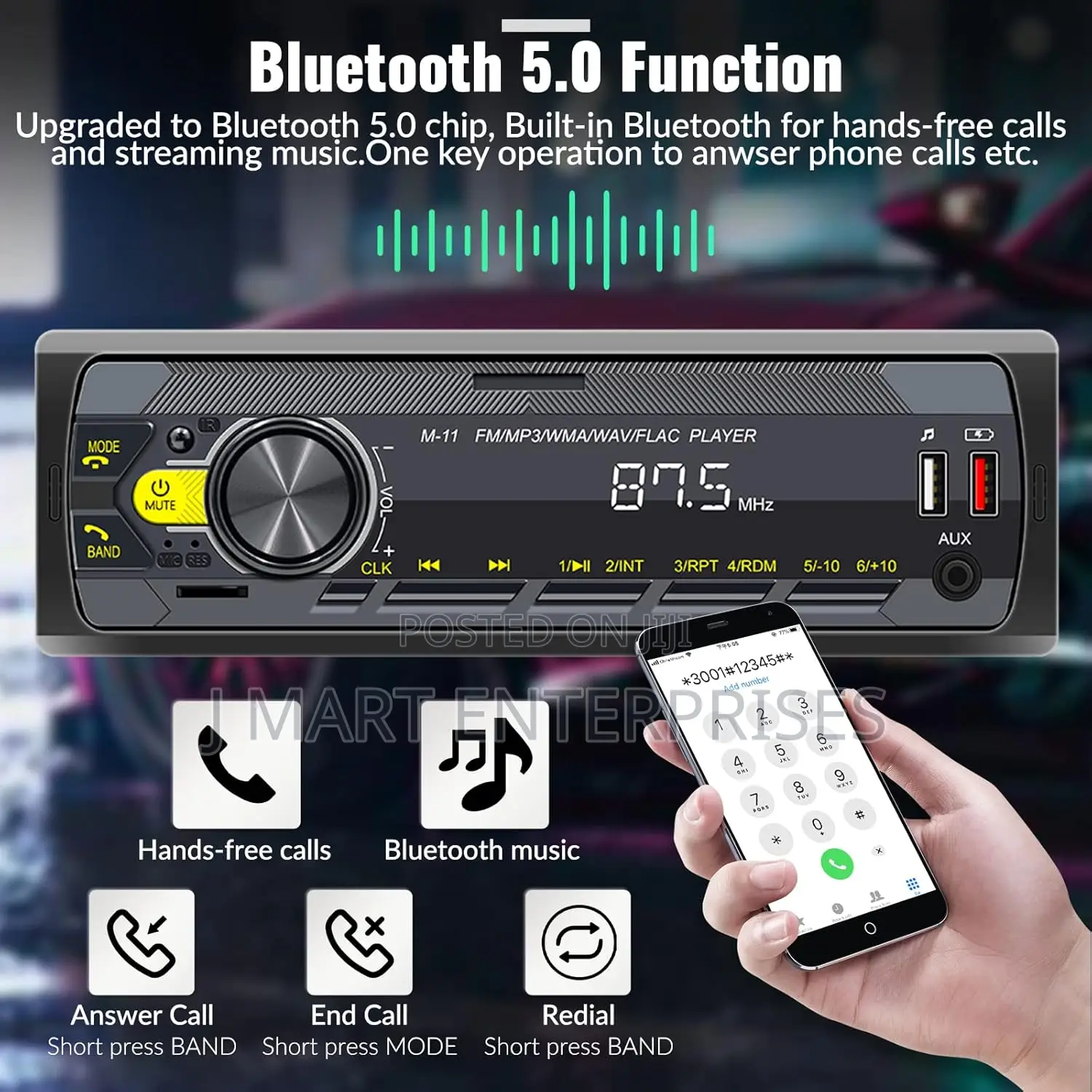 Mp3/Fm/Aux in/Usb/Tf Input App Control LCD Digital Display