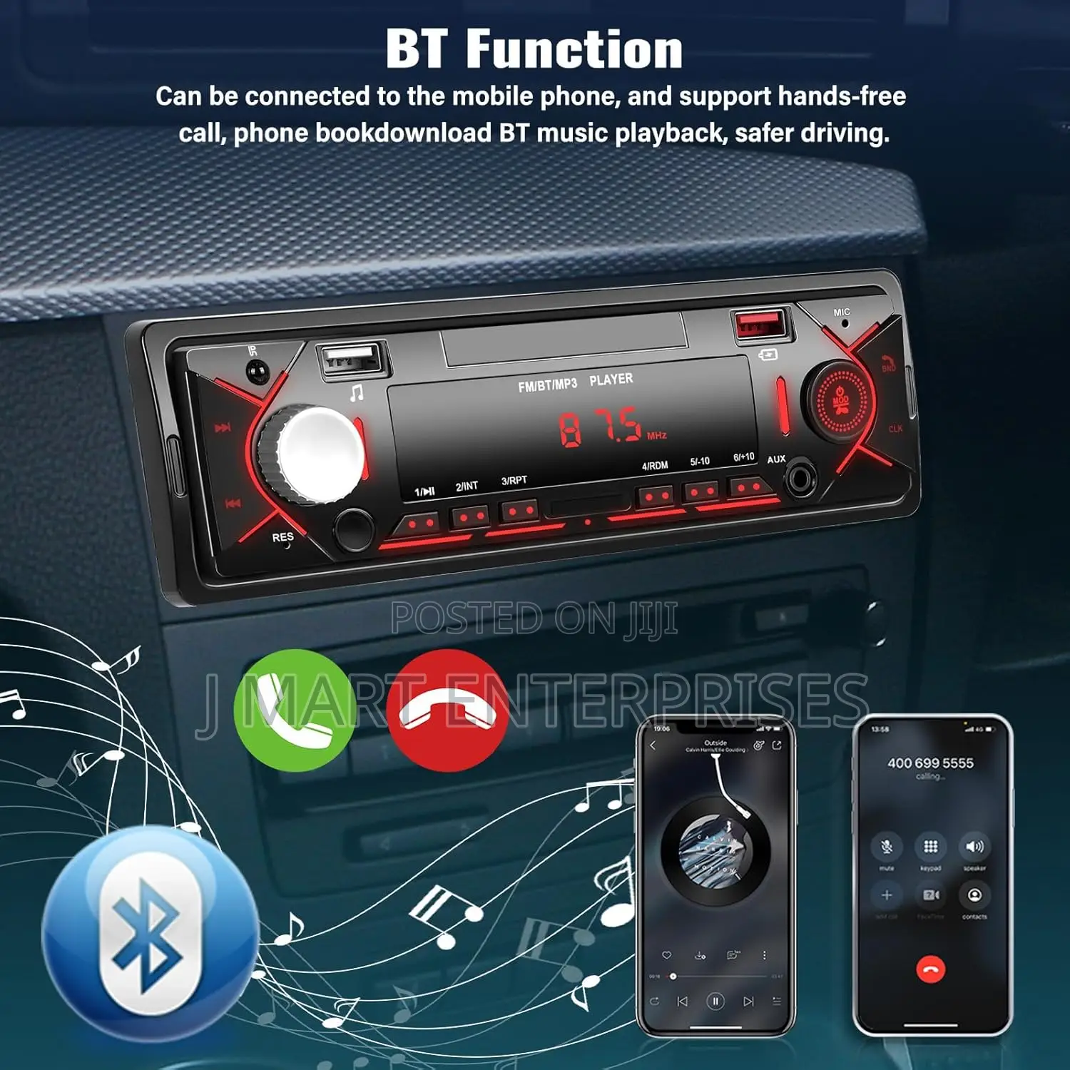 Car Audio With Handsfree Bluetooth Fm Sd Aux