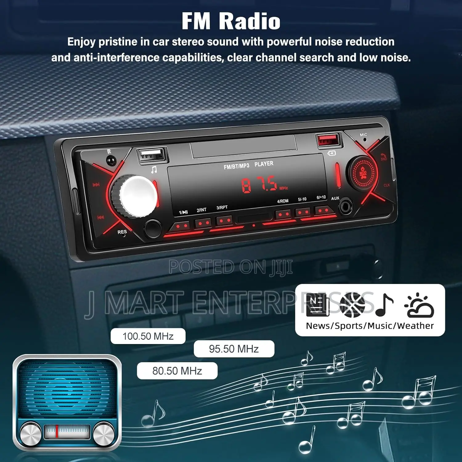 Car Audio With Handsfree Bluetooth Fm Sd Aux