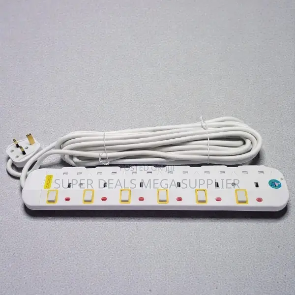 JSB 6 Way Advanced Abs Plastic Socket Strip 5m Cable Power Extension