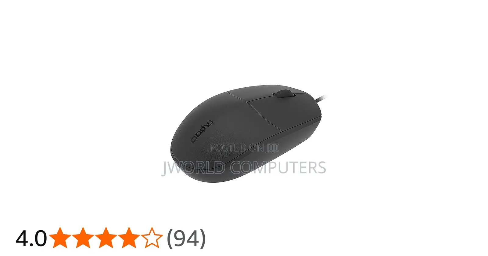 Rapoo Wired Optical Mouse N100 - Blackjiji