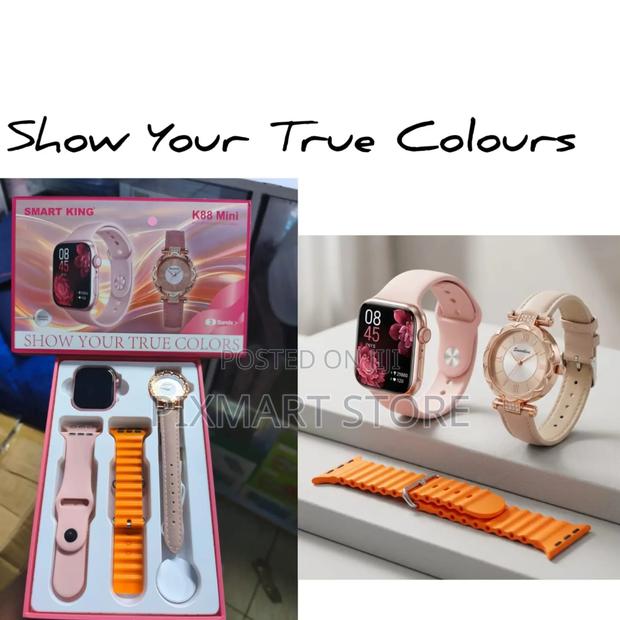  Smart Watch + Classic Wrist Watch Set With 2 Straps - thumbnail 2
