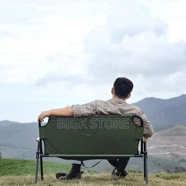 Portable Double Seat Camping Chair With Wood Armrest,Foldable - main view