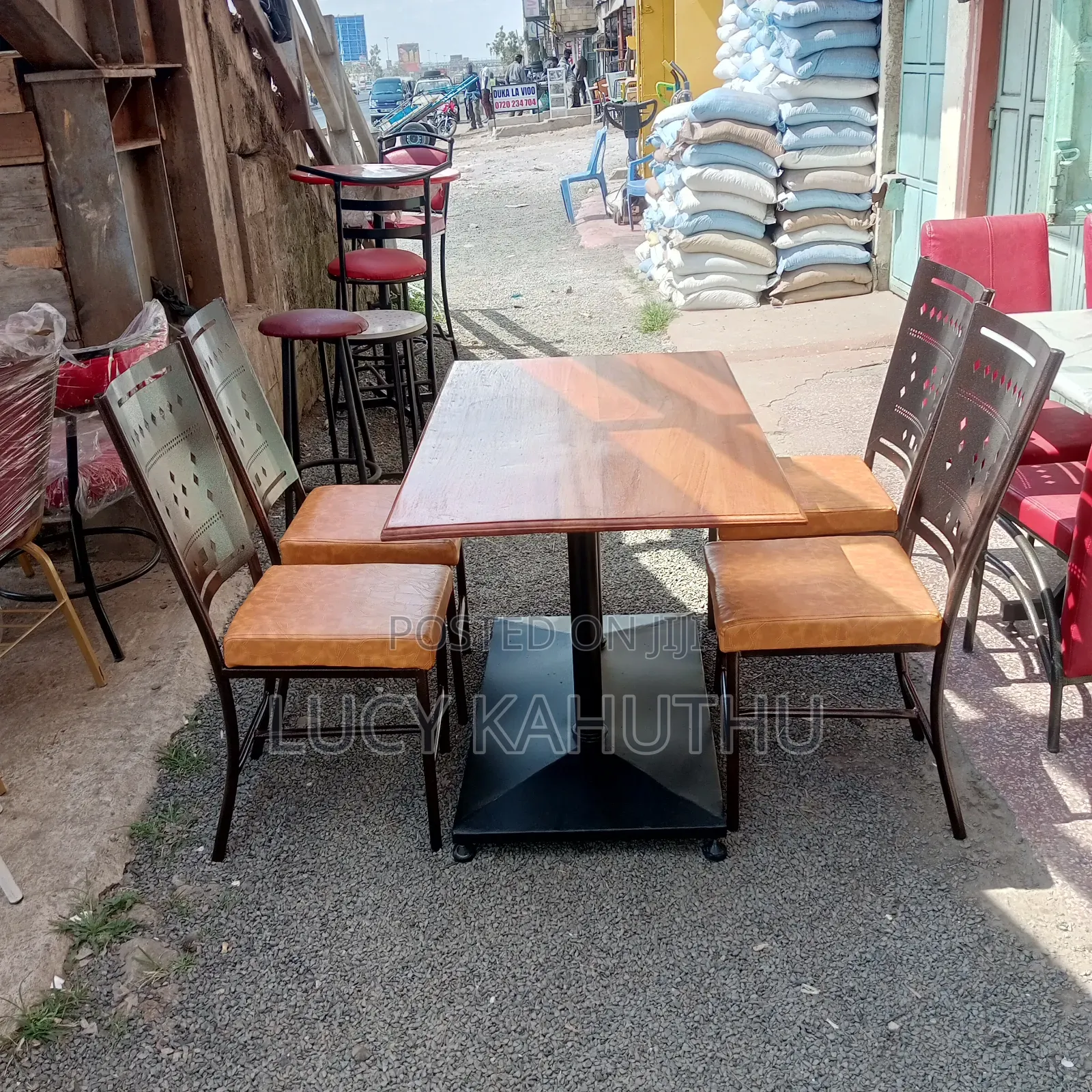 Restaurant Set With Mahogany Table and Laser Cut Chairs