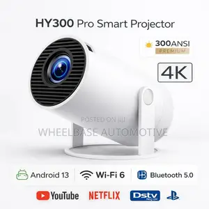 Hy300 Pro Smart Projector Android 4k Input Wifi 6 Bluetooth Portable