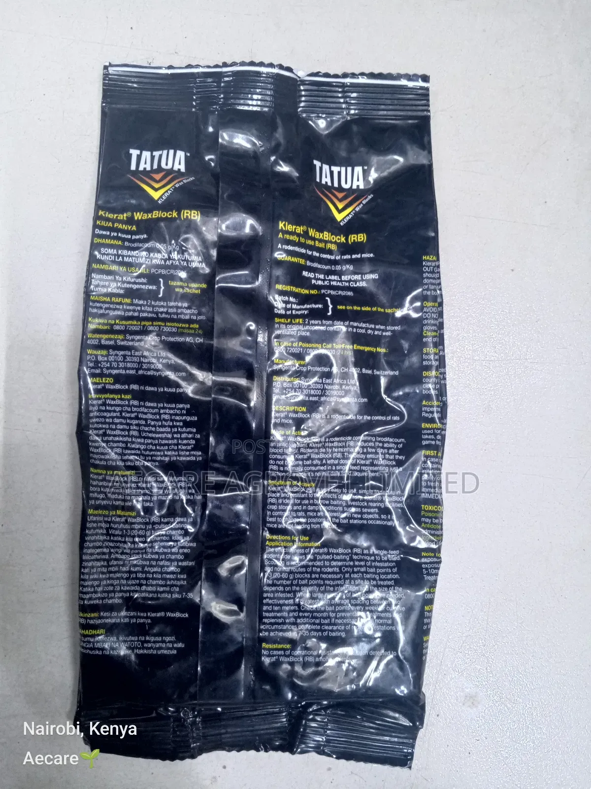 Tatua Klerat Wax Blocks Rat / Mice Poison Rodenticide 100gram 5blocks