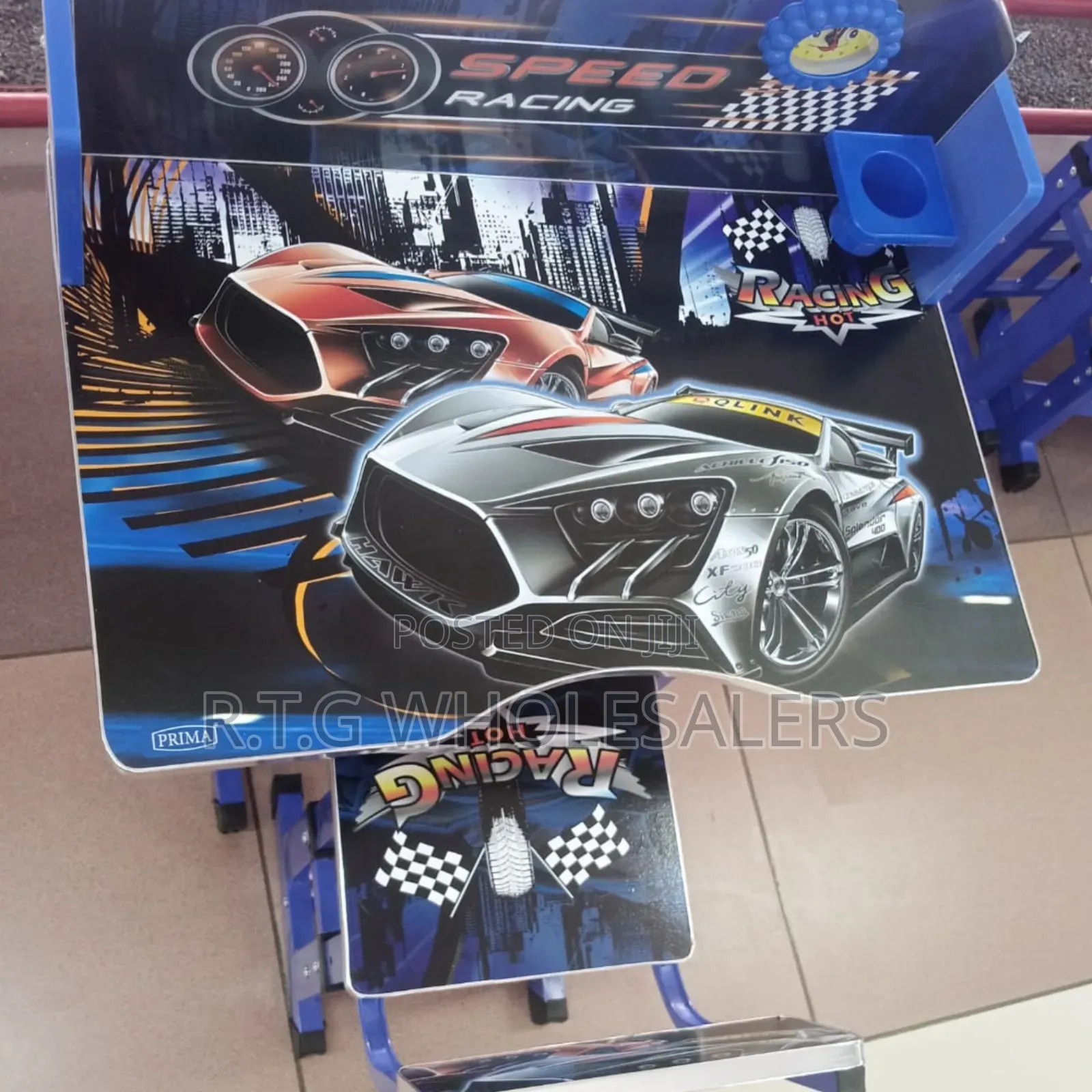 Blue Executive Racing Car Adjustable Kids Study Desk Chair