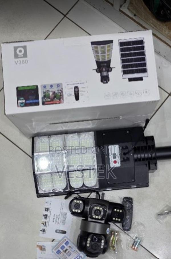 Triple Lens V380 Floodlight 4g Enabled Solar Powered 180watts Lights