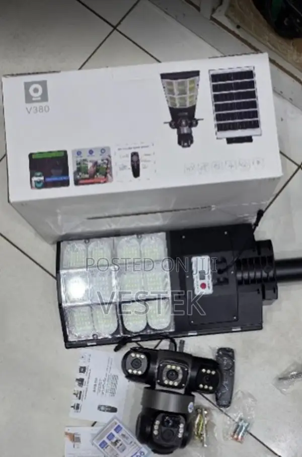Triple Lens V380 Floodlight 4g Enabled Solar Powered 180watts Lights