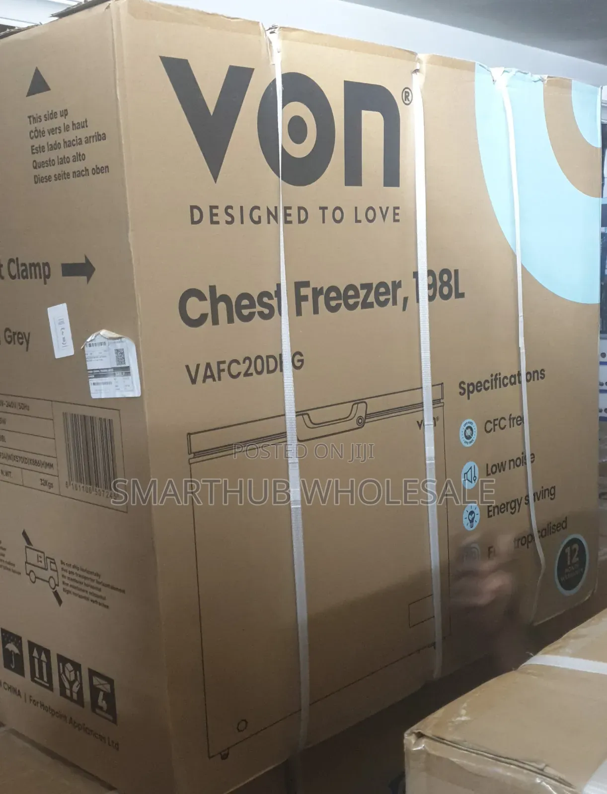 Von Vafc20dhg Chest Freezer- 198l