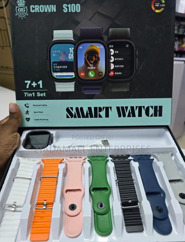 Crown S100 Smart Watch Bundle – 7 Straps + 1 Watch - main view