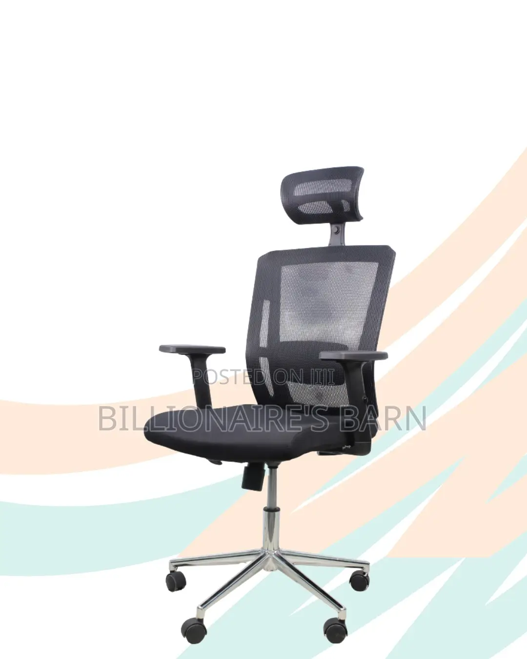 Black Ergonomic Mesh Office Chair •Workday Comfort, Strong Chrome Base
