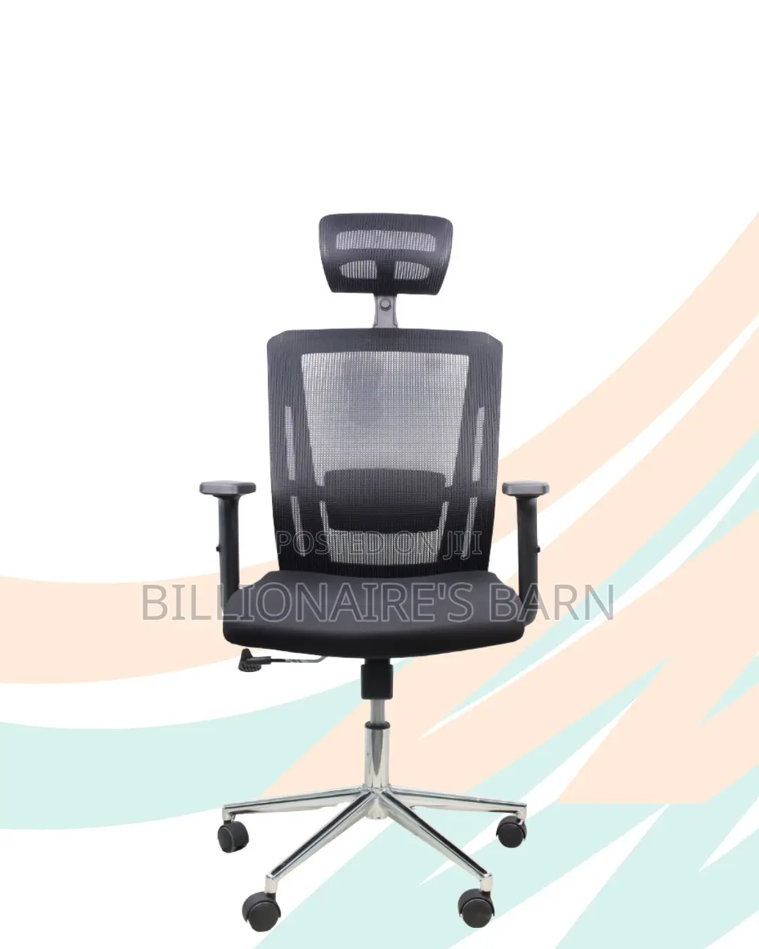 Black Ergonomic Mesh Office Chair •Workday Comfort, Strong Chrome Base