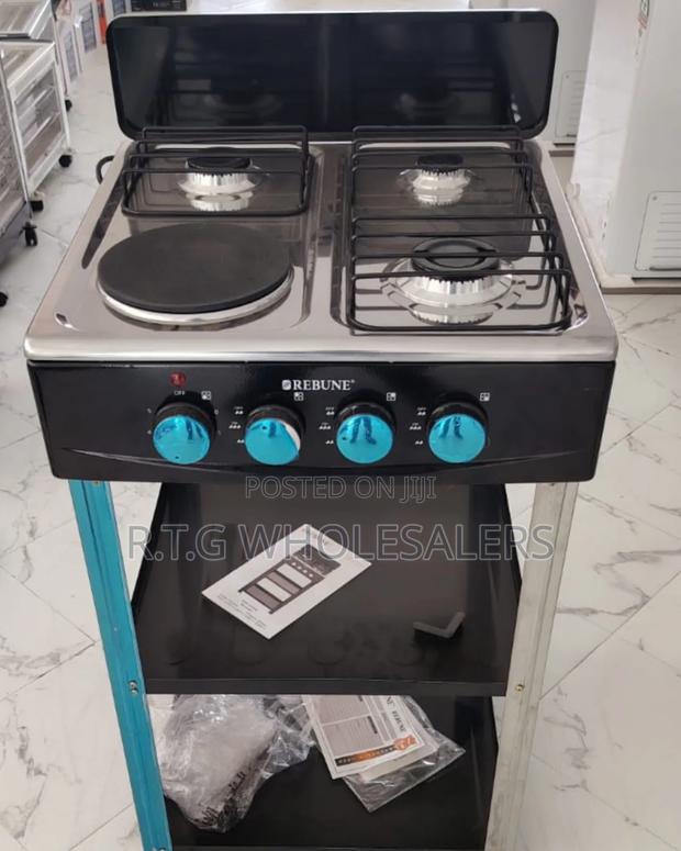 Rebune 3 Gas + 1 Electric Standing Stove With Shelves