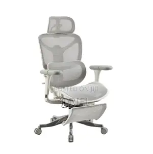 Office Chair; White Executive Office Chair With Lumbar Support