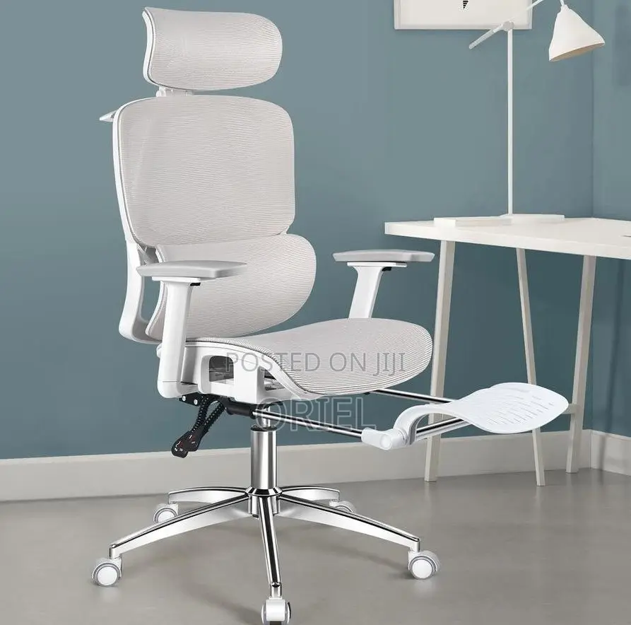 Office Chair; White Executive Office Chair With Lumbar Support