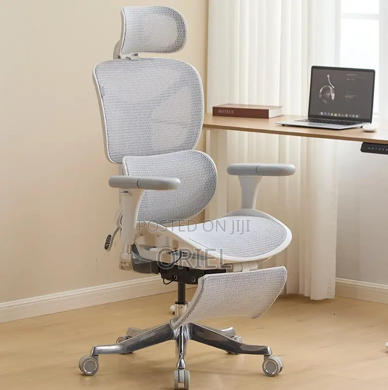Office Chair; White Executive Office Chair With Lumbar Support