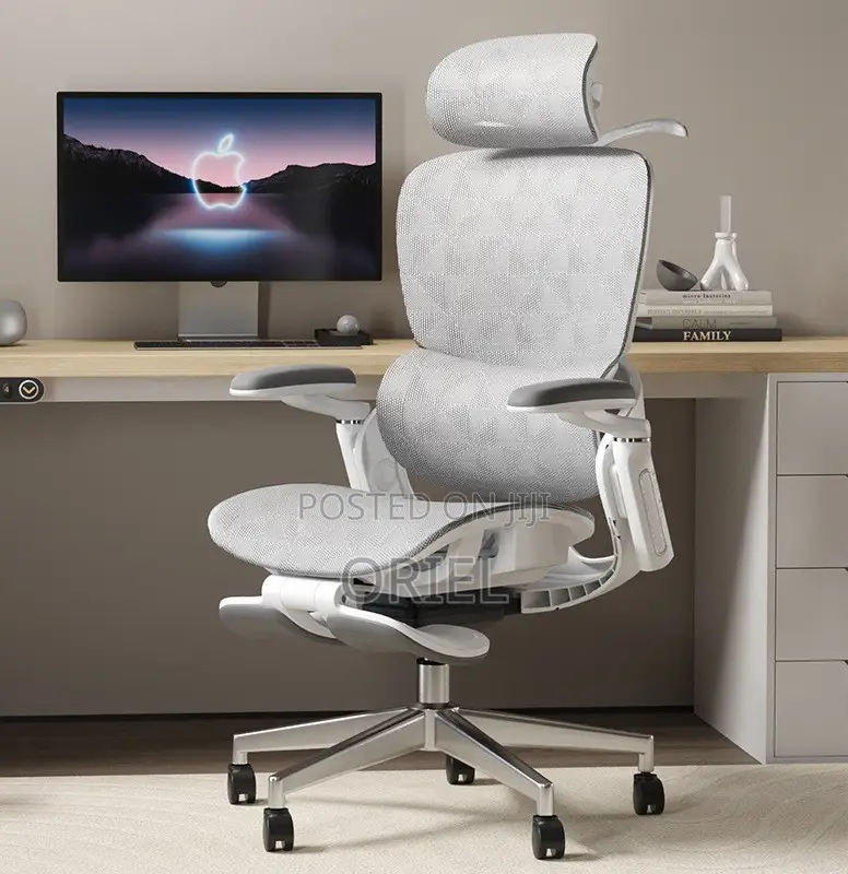 Office Chair; White Executive Office Chair With Lumbar Support