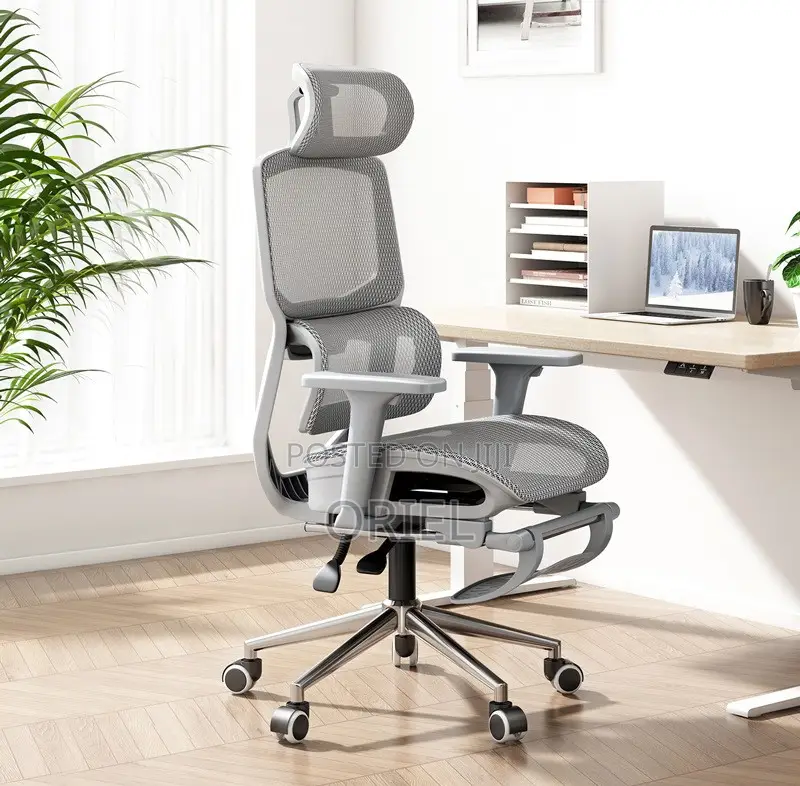 Office Chair; White Executive Office Chair With Lumbar Support