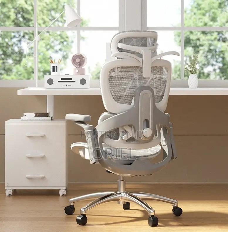 Office Chair; White Executive Office Chair With Lumbar Support