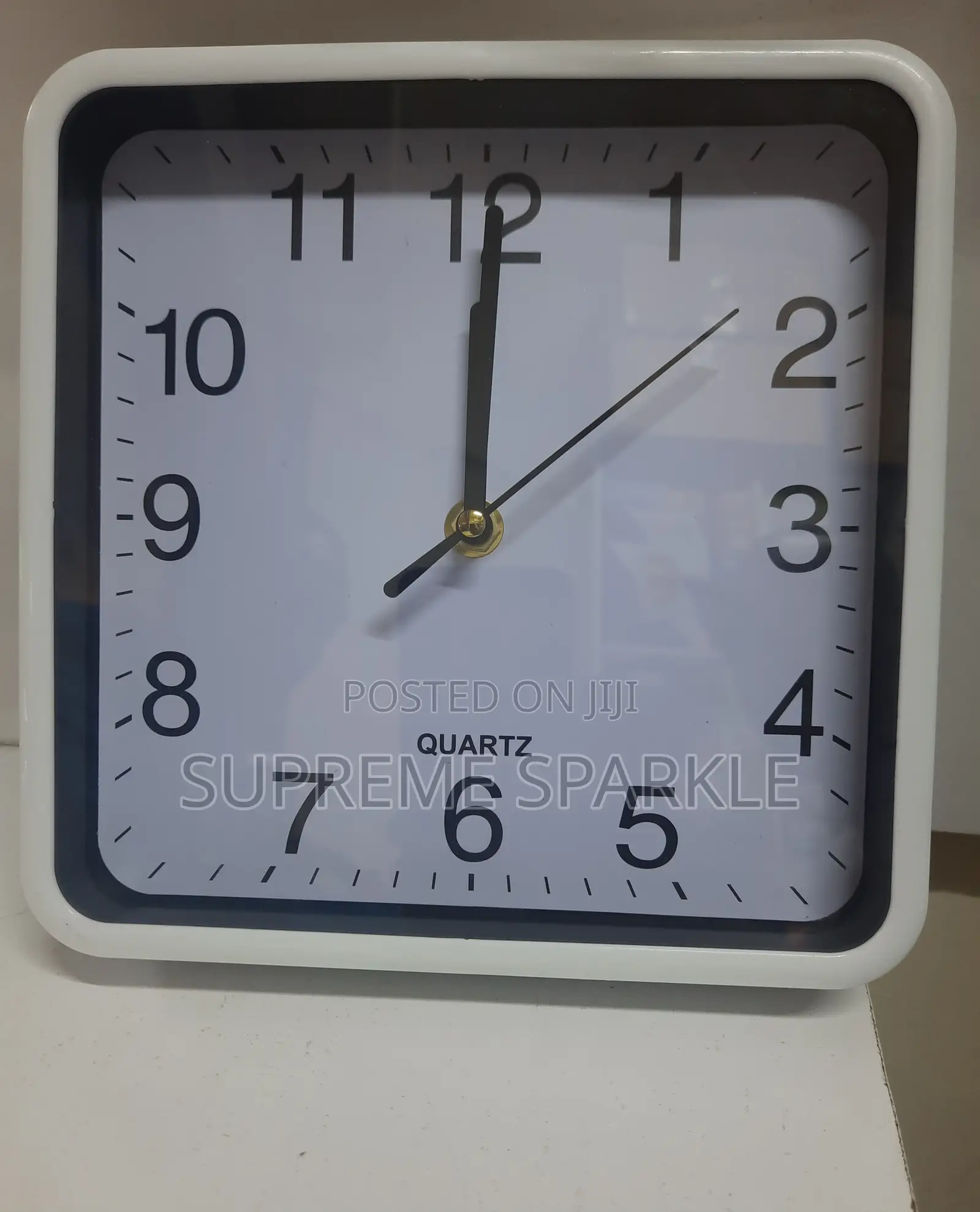 Square White Quartz Wall Clock