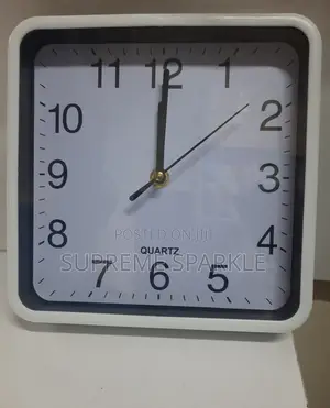 Square White Quartz Wall Clock