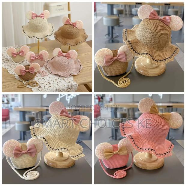 Fashion Kids Summer Straw Hat And Bag Set With A Bow