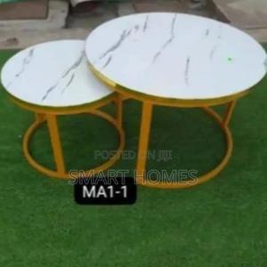 White Nesting Coffee Table Marble Effect (Mdf) - thumbnail 2