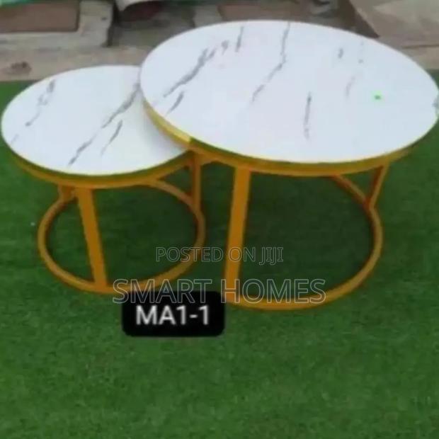 White Nesting Coffee Table Marble Effect (Mdf) - main view