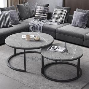 Home Table Set; Compact Round Double Coffee Tables For Small Spaces - thumbnail 2