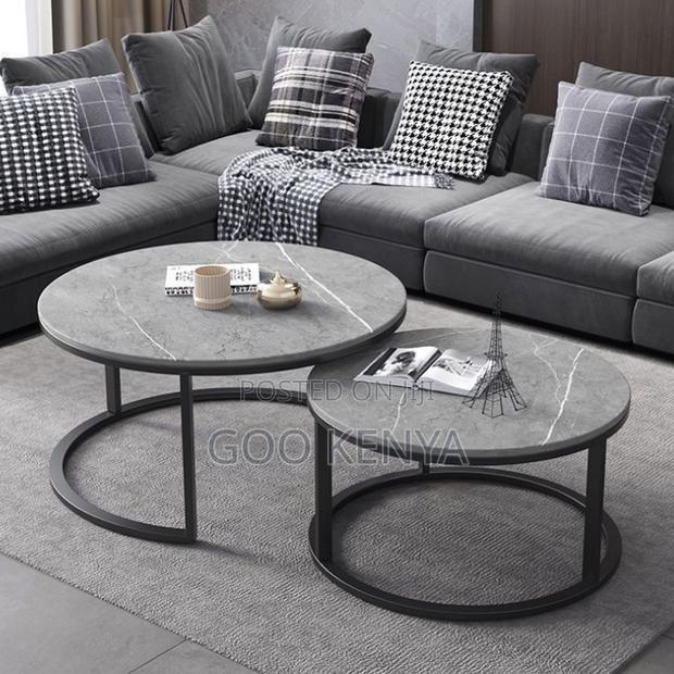 Home Table Set; Compact Round Double Coffee Tables For Small Spaces - main view
