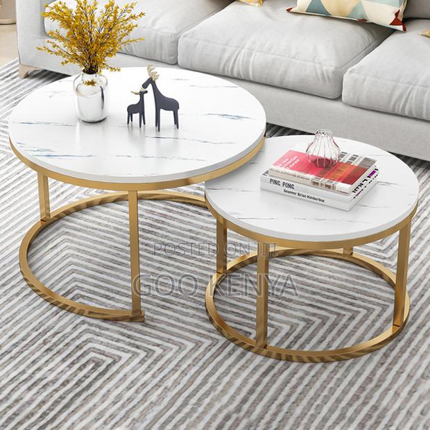 Home Table Set; Compact Round Double Coffee Tables For Small Spaces - thumbnail 9