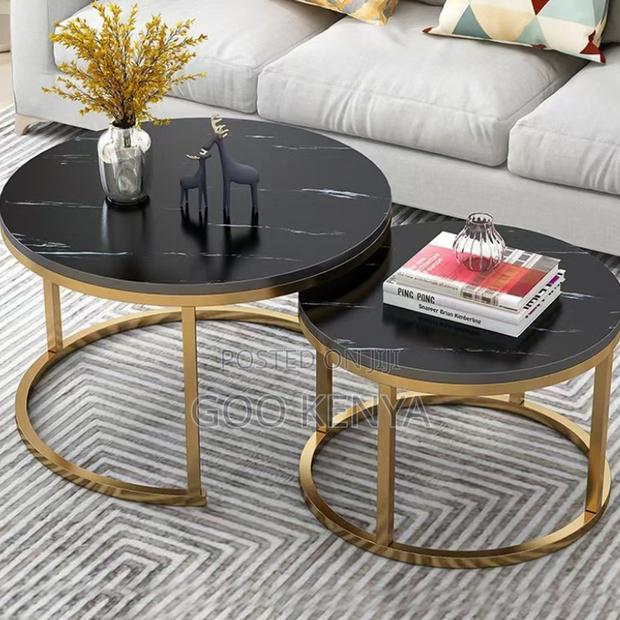Home Table Set; Compact Round Double Coffee Tables For Small Spaces - thumbnail 10