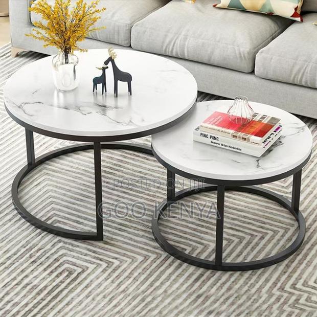 Home Table Set; Compact Round Double Coffee Tables For Small Spaces - thumbnail 11