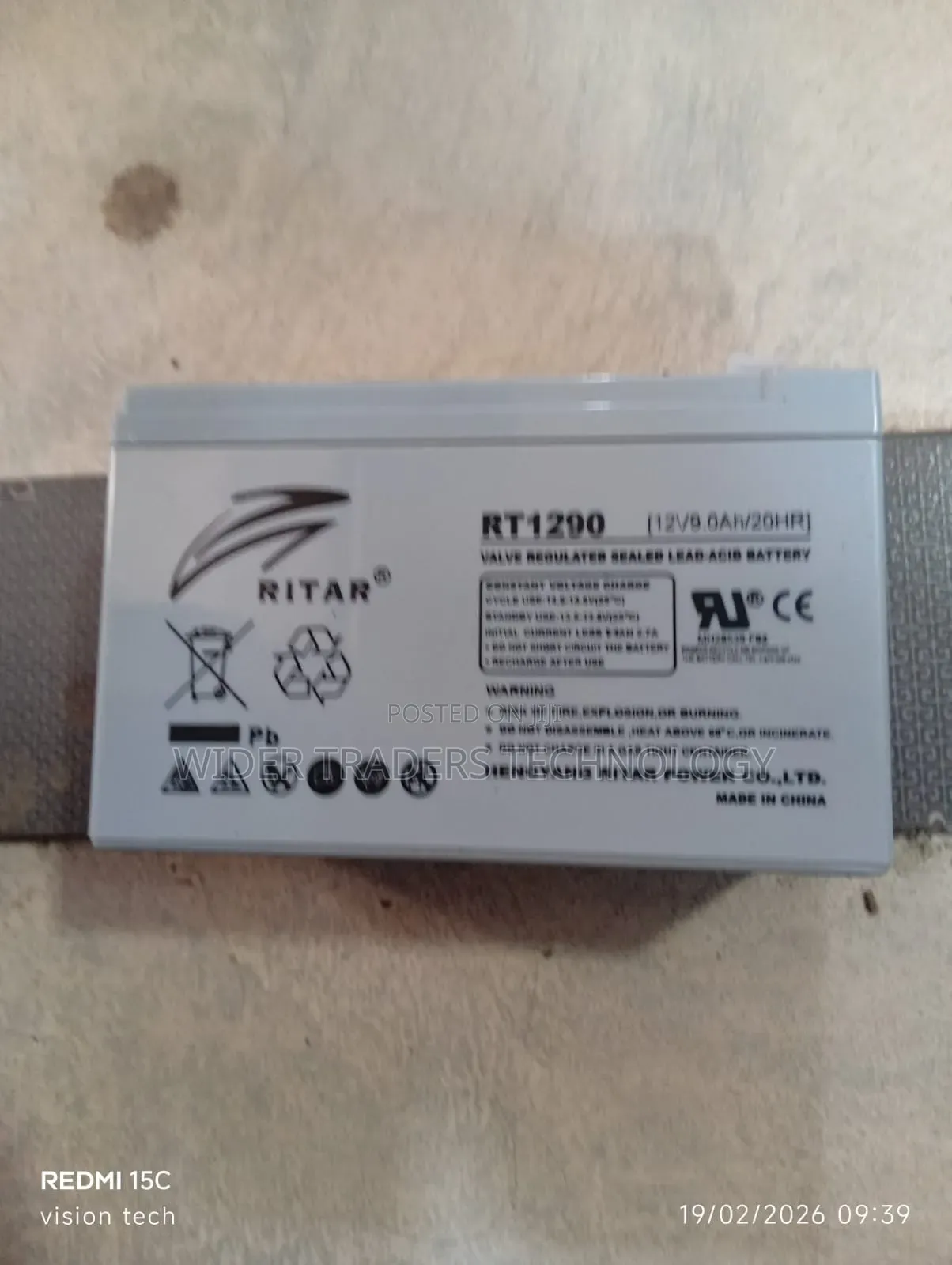Ritar Rt 12v 9ah Valve Lead-Acid (Vrla) Battery