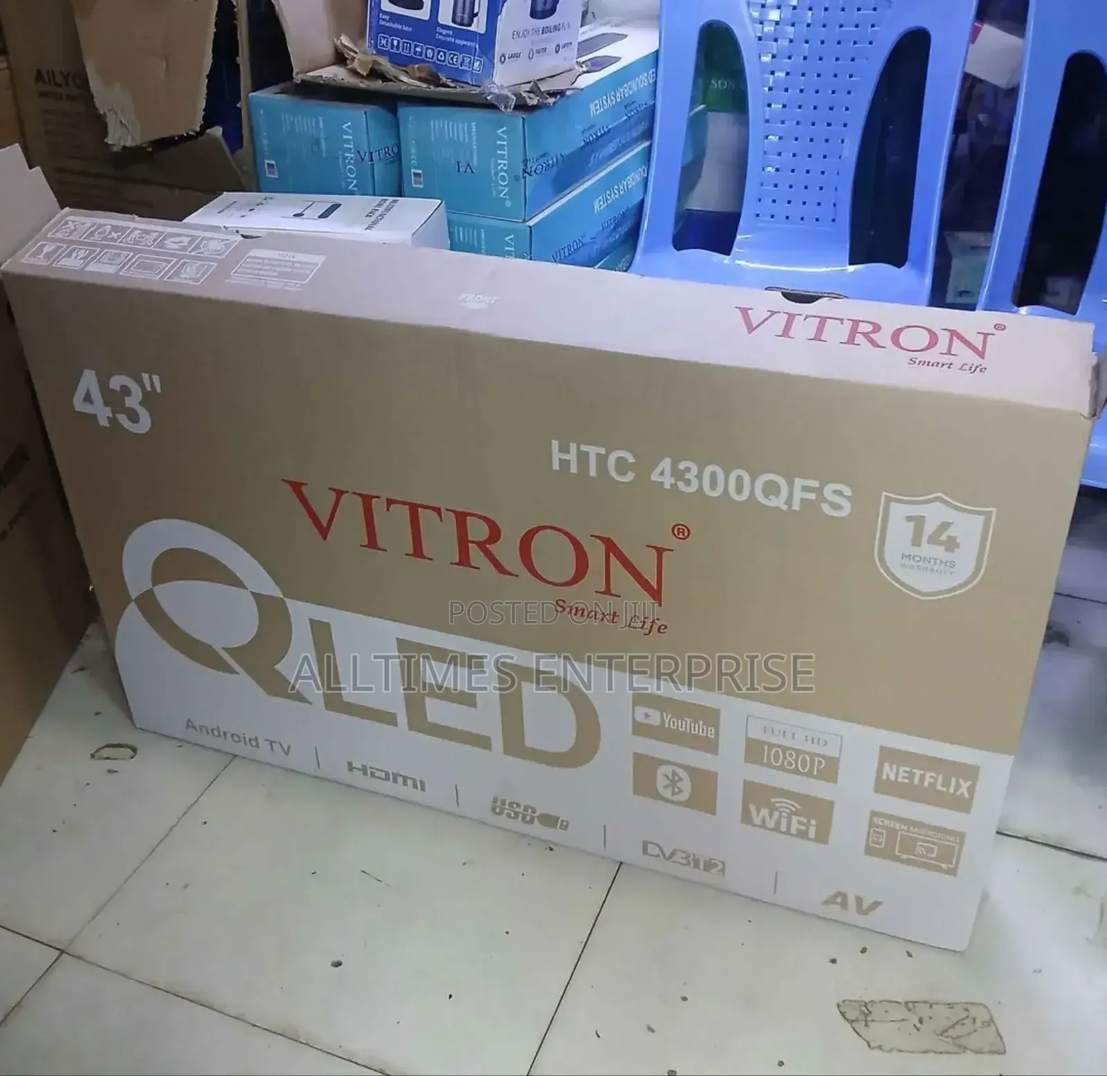 Vitron 43" Qled Smart Android Tv With Bt and Youtube