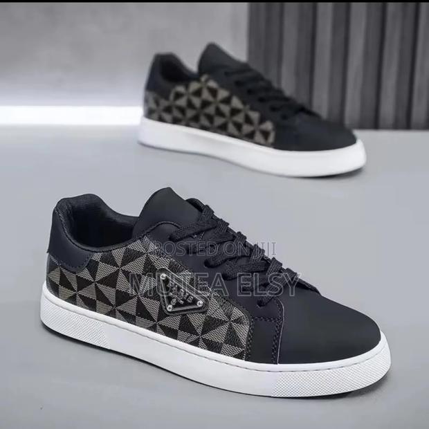 Black Grey Checked Paris Casual Shoes - main view