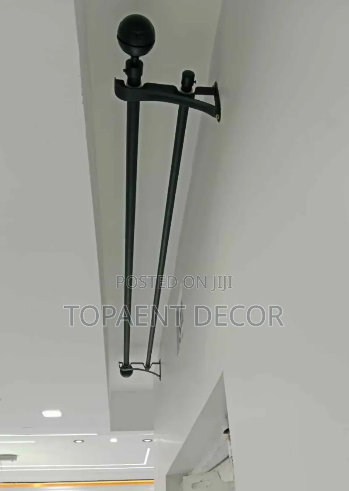 Black , Double , Powder Coated Sheer And Curtain Rods