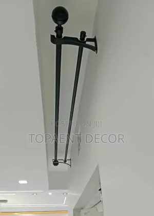 Black , Double , Powder Coated Sheer And Curtain Rods