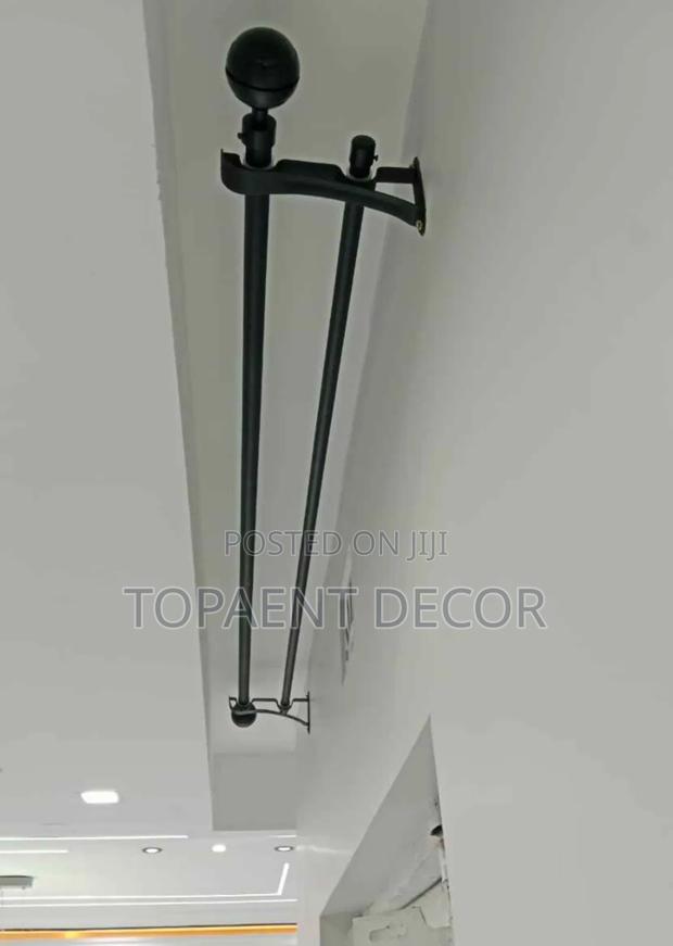 Black , Double , Powder Coated Sheer And Curtain Rods