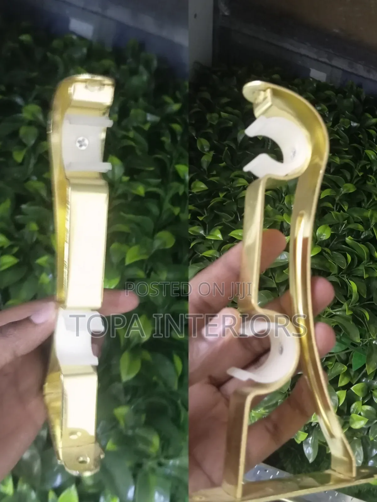 Gold Curtain Rod Double Brackets With Rubber Clips